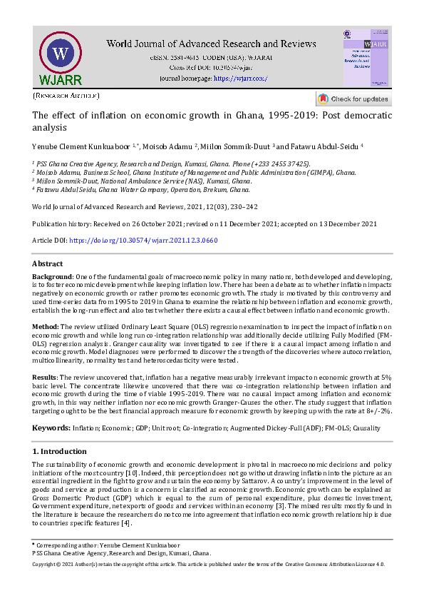 (PDF) The effect of inflation on economic growth in Ghana, 1995-2019 ...