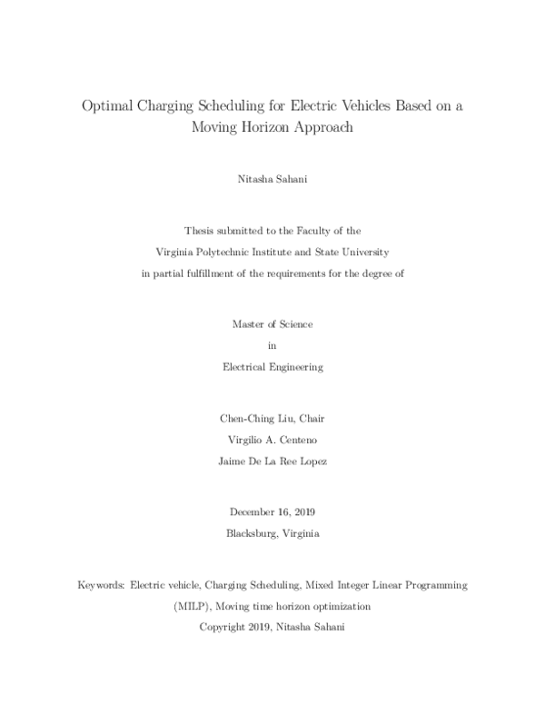 (PDF) Optimal Charging Scheduling for Electric Vehicles Based on a ...