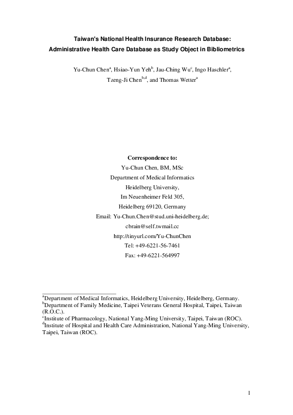 (PDF) Taiwan's national health insurance research database ...