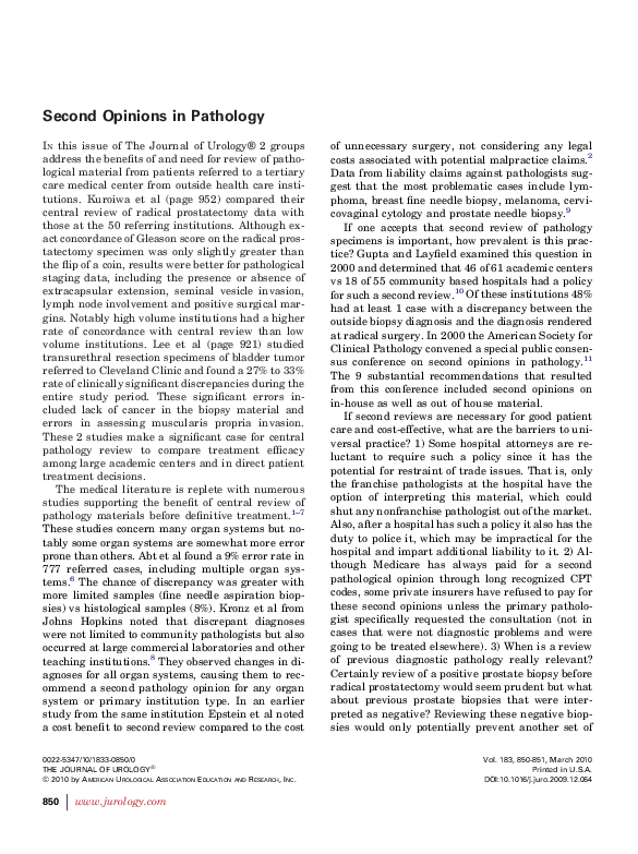 (PDF) Second Opinions in Pathology
