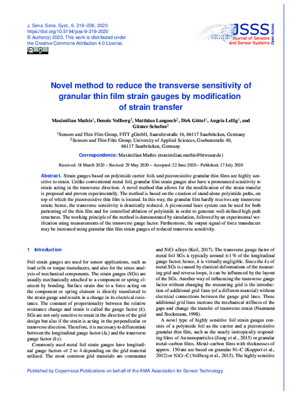 (PDF) Novel method to reduce the transverse sensitivity of granular ...
