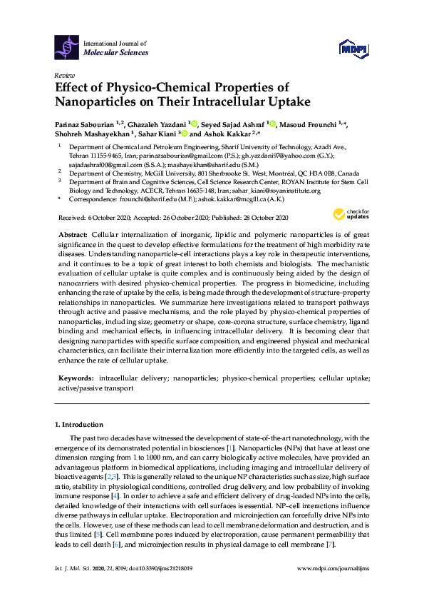 (PDF) Effect of Physico-Chemical Properties of Nanoparticles on Their ...