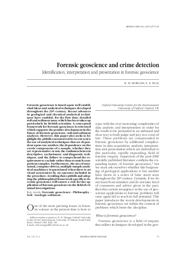 (PDF) Forensic geoscience and crime detection. Identification ...