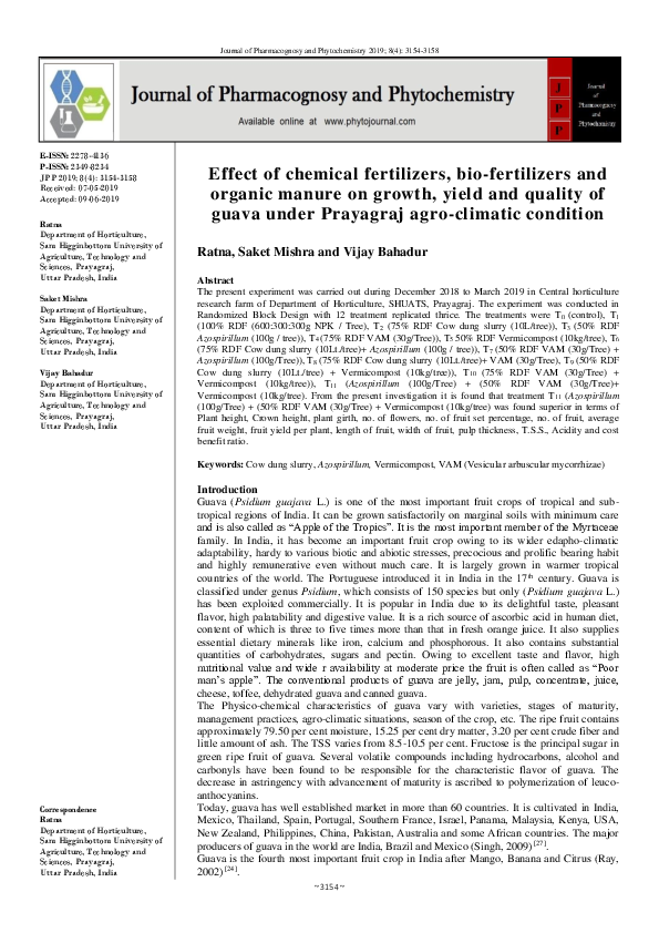 (PDF) Effect of chemical fertilizers, bio-fertilizers and organic ...