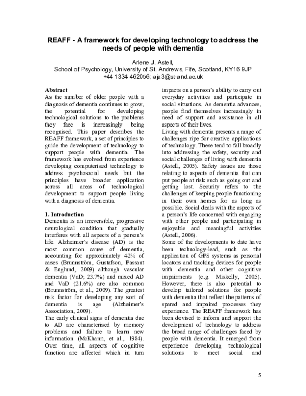 (PDF) REAFF- A framework for developing technology to address the needs ...