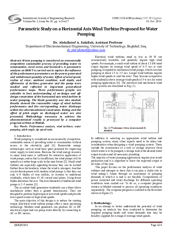 (PDF) Parametric Study on a Horizontal Axis Wind Turbine Proposed for ...