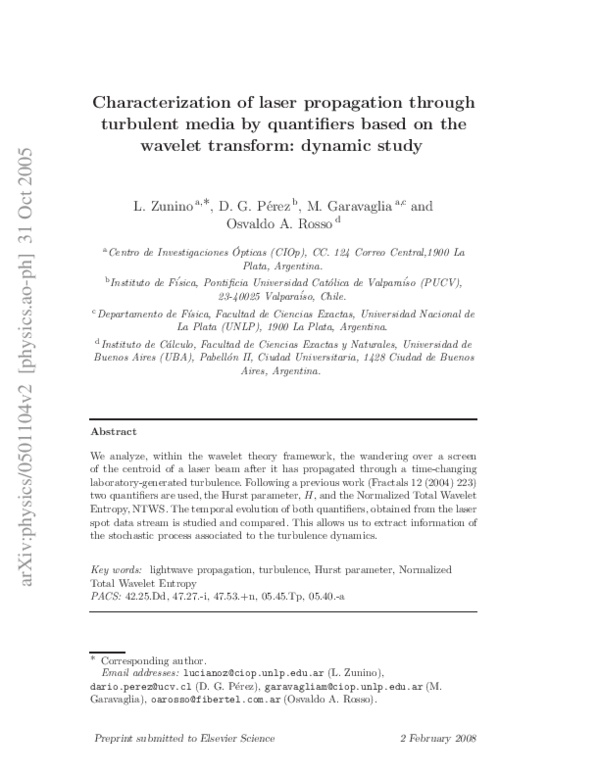 (PDF) Characterization of laser propagation through turbulent media by ...
