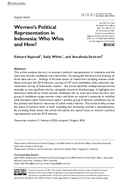 (PDF) Women’s Political Representation in Indonesia: Who Wins and How?
