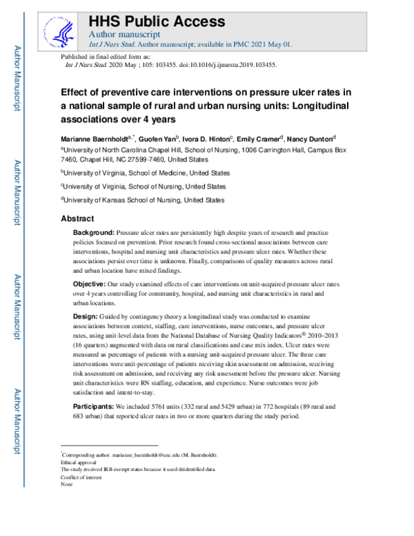 (PDF) Effect of preventive care interventions on pressure ulcer rates ...