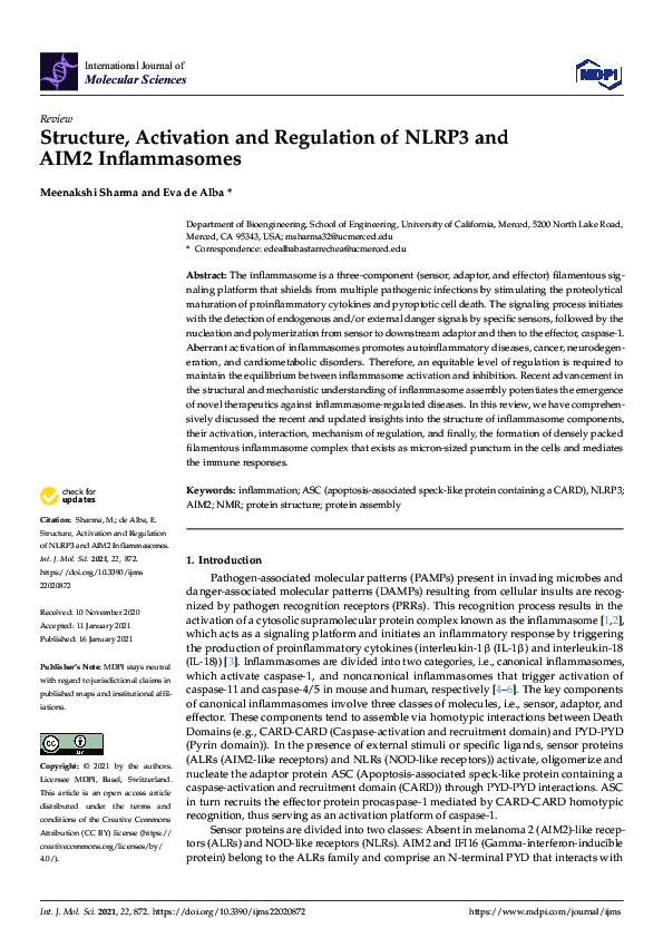 (PDF) Structure, Activation and Regulation of NLRP3 and AIM2 Inflammasomes