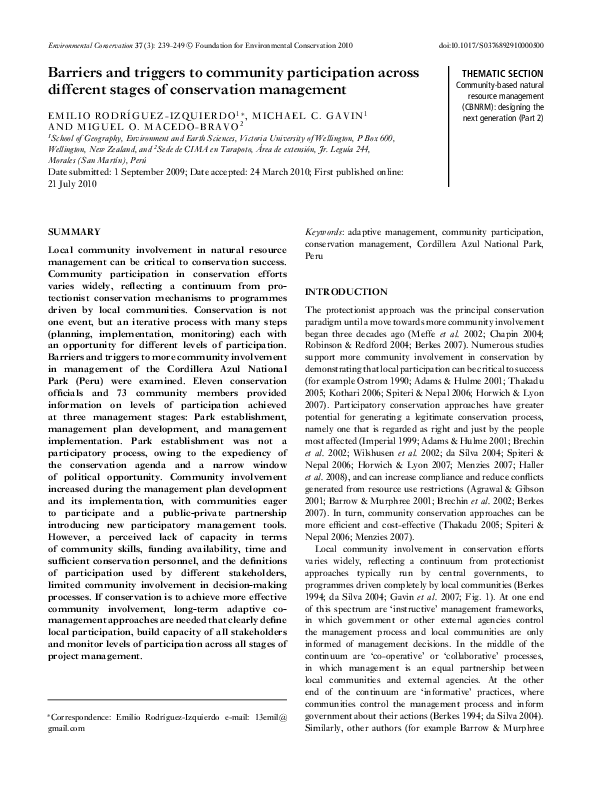 (PDF) Barriers and triggers to community participation across different ...