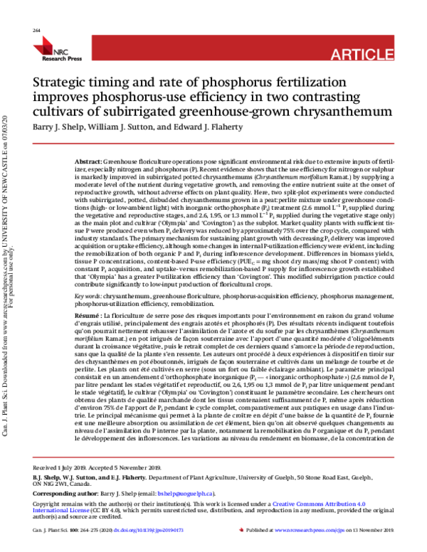 (PDF) Strategic Timing and Rate of Phosphorus Fertilization Improves ...