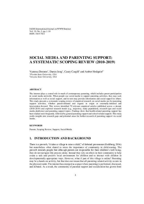 (PDF) Social Media and Parenting Support: A Systematic Scoping Review ...