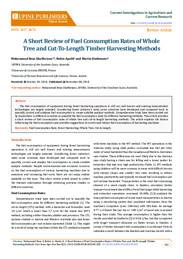 (PDF) A Short Review of Fuel Consumption Rates of Whole Tree and Cut-To ...