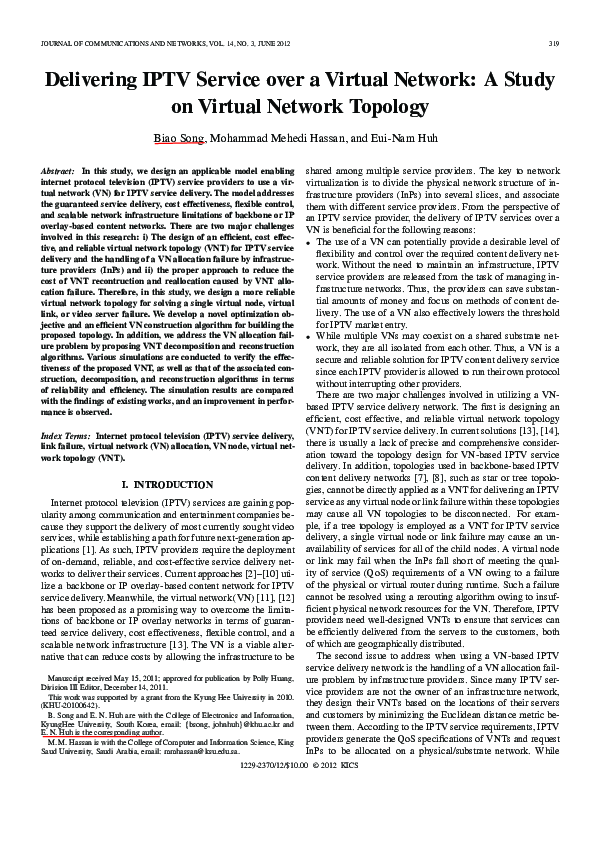 (PDF) Delivering IPTV service over a virtual network: A study on ...