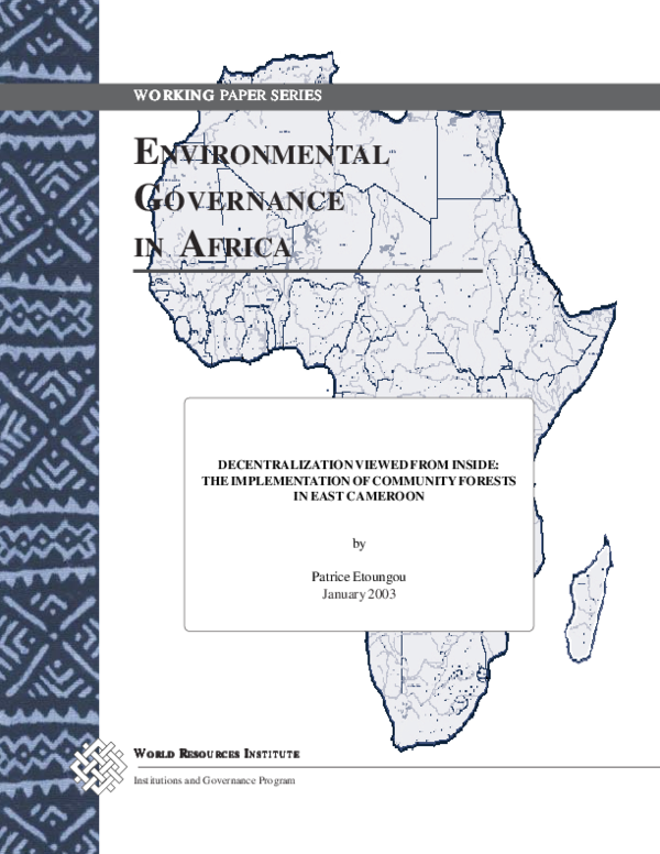 (PDF) Environmental Governance in Africa