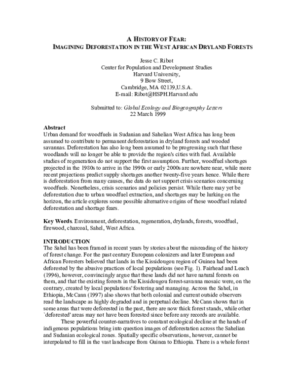 (PDF) Submitted to: Global Ecology and Biogeography Letters