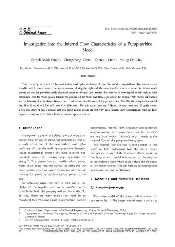 (PDF) Investigation into the Internal Flow Characteristics of a Pump ...