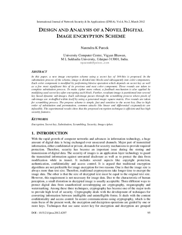 (PDF) Design and Analysis of a Novel Digital Image Encryption Scheme