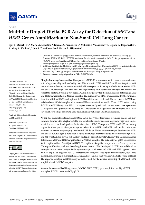 (PDF) Multiplex Droplet Digital PCR Assay for Detection of MET and HER2 ...