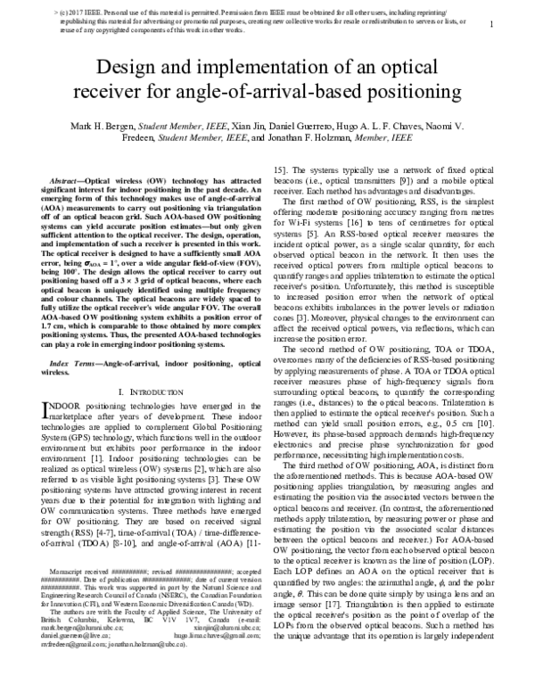 (PDF) Design and Implementation of an Optical Receiver for Angle-of ...