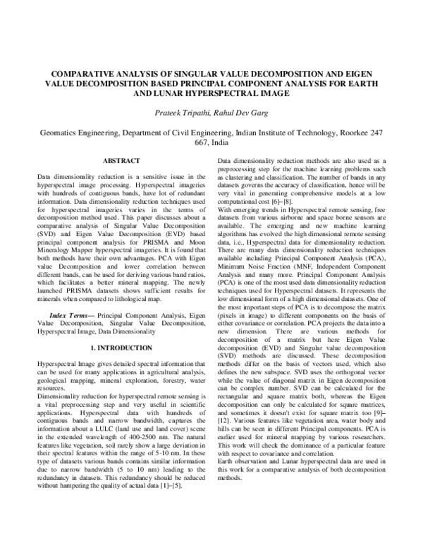 Comparative Analysis of Singular Value Decomposition and Eigen Value ...
