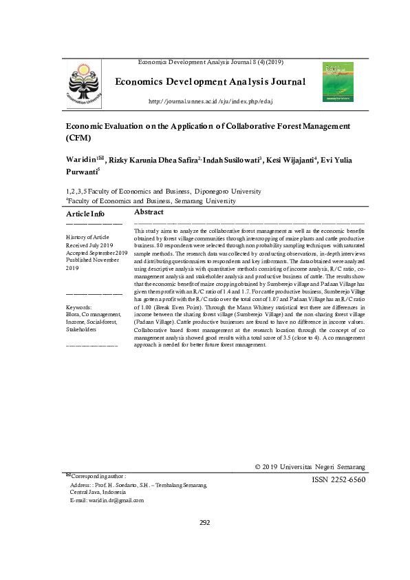 (PDF) Economic Evaluation on the Application of Collaborative Forest ...