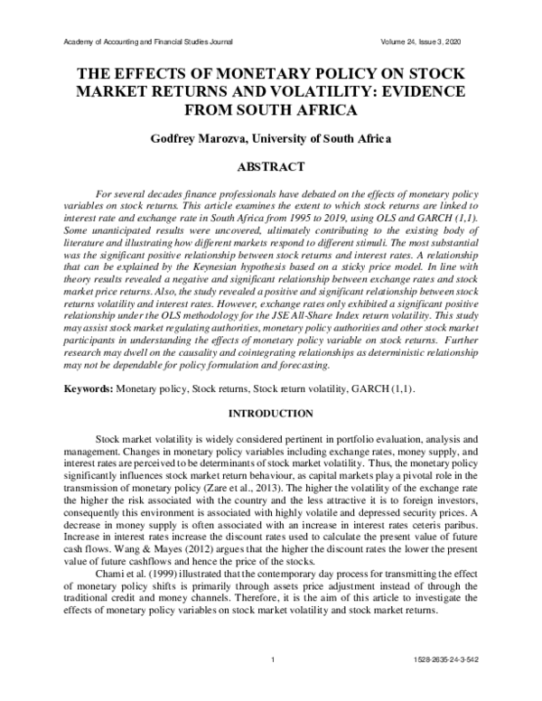 (PDF) The Effects of Monetary Policy on Stock Market Returns and ...