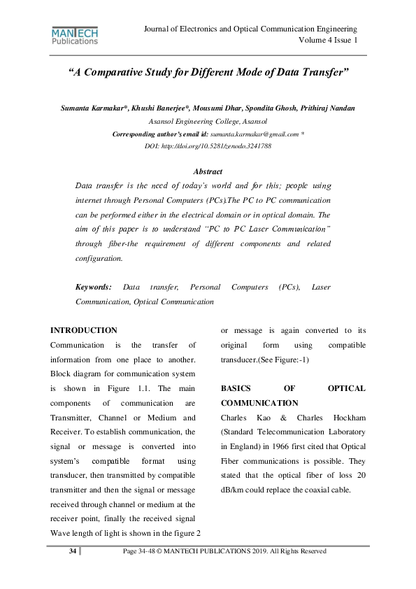 (PDF) A Comparative Study for Different Mode of Data Transfer