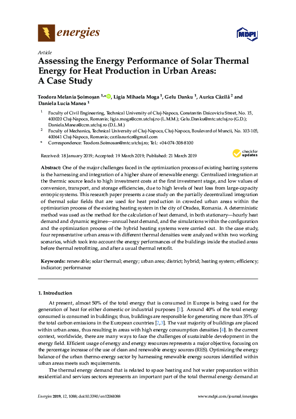 (PDF) Assessing the Energy Performance of Solar Thermal Energy for Heat ...