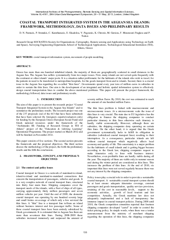(PDF) Coastal Transport Integrated System in the Aegean Sea Islands ...