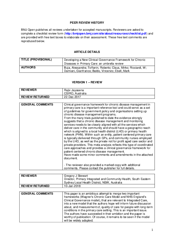 (PDF) Developing a new clinical governance framework for chronic ...