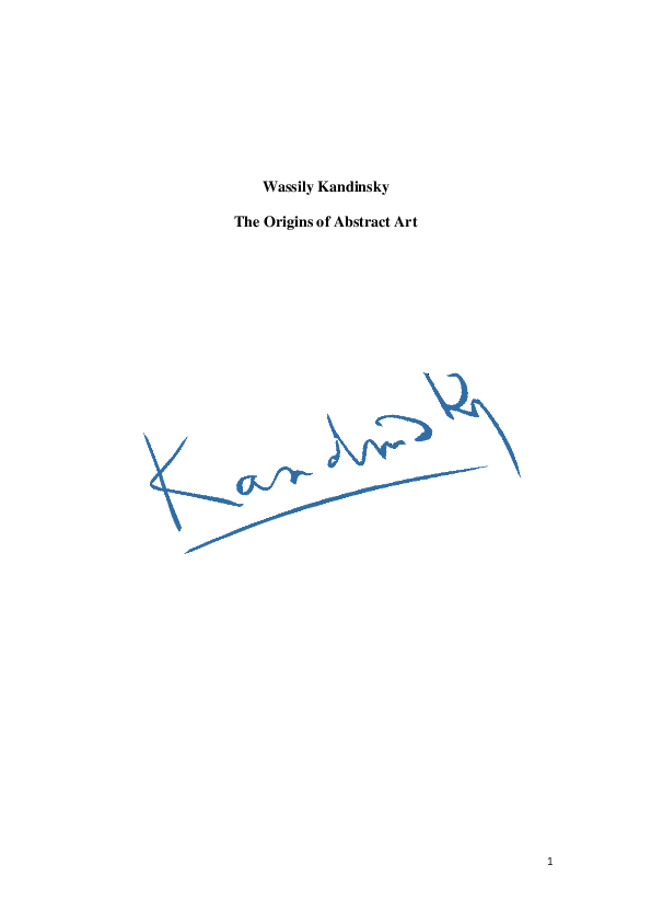 (PDF) Wassily Kandinsky The Origins of Abstract Art Theodoros Katis