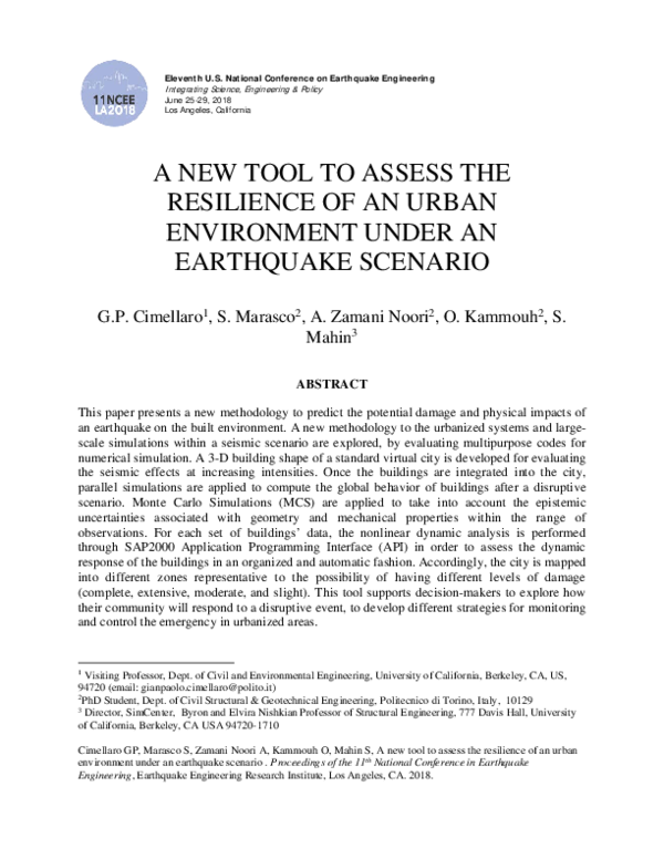 (PDF) A new tool to assess the resilience of an urban environment under ...