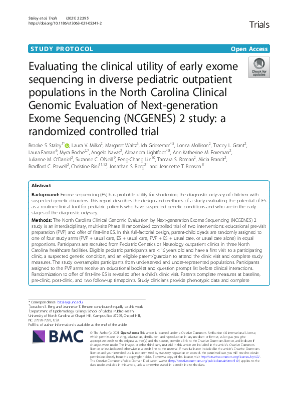 (PDF) Evaluating the clinical utility of early exome sequencing in ...