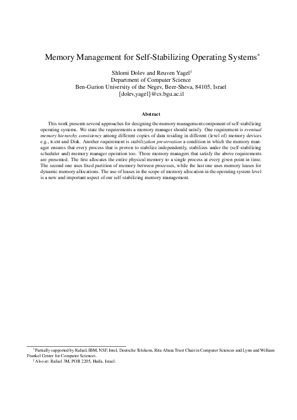(PDF) R.: Memory Management for Self-Stabilizing Operating Systems