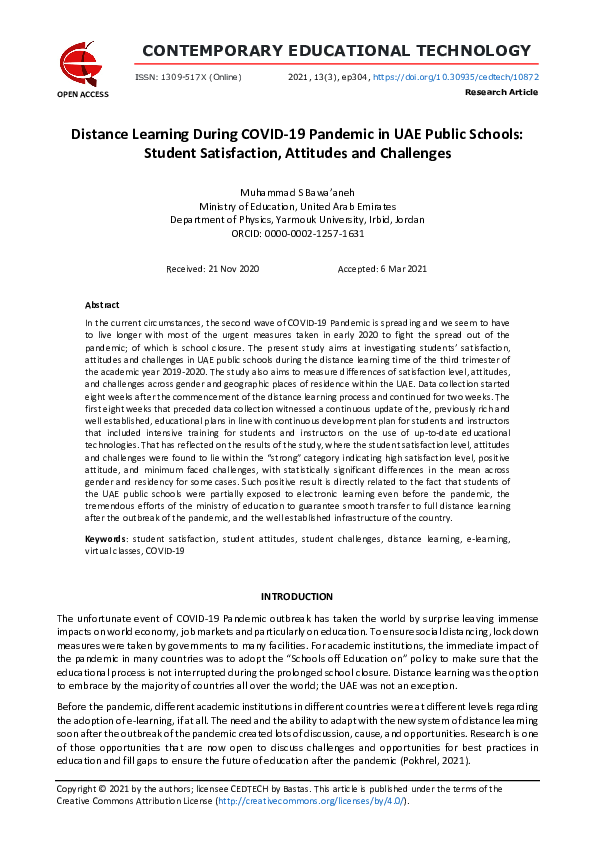 (PDF) Distance Learning During COVID-19 Pandemic in UAE Public Schools ...