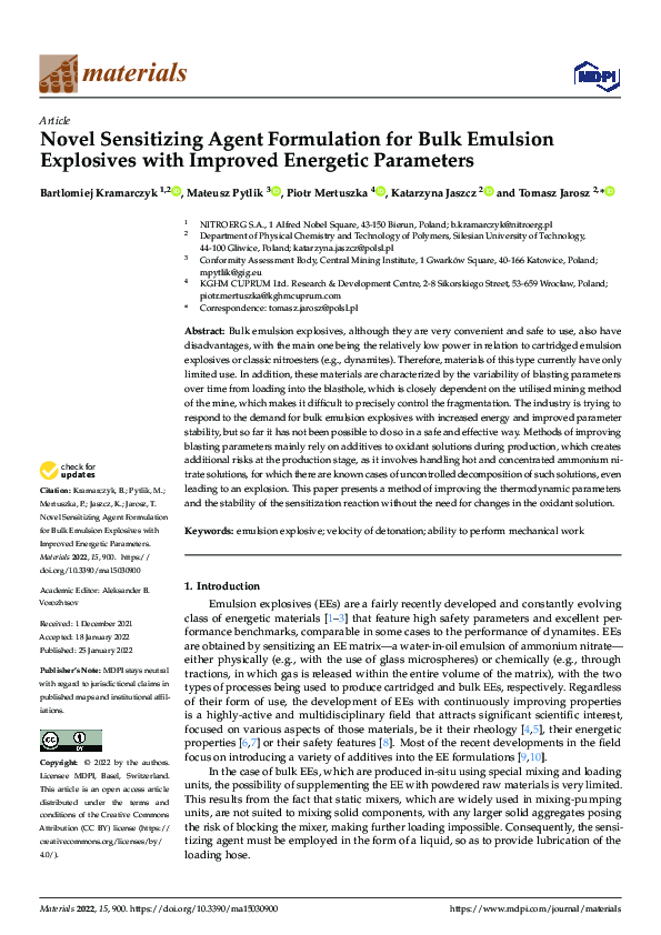 (PDF) Novel Sensitizing Agent Formulation for Bulk Emulsion Explosives ...