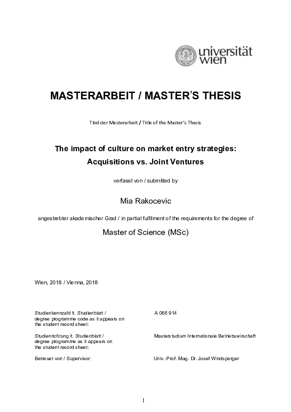 (PDF) The impact of culture on market entry strategies