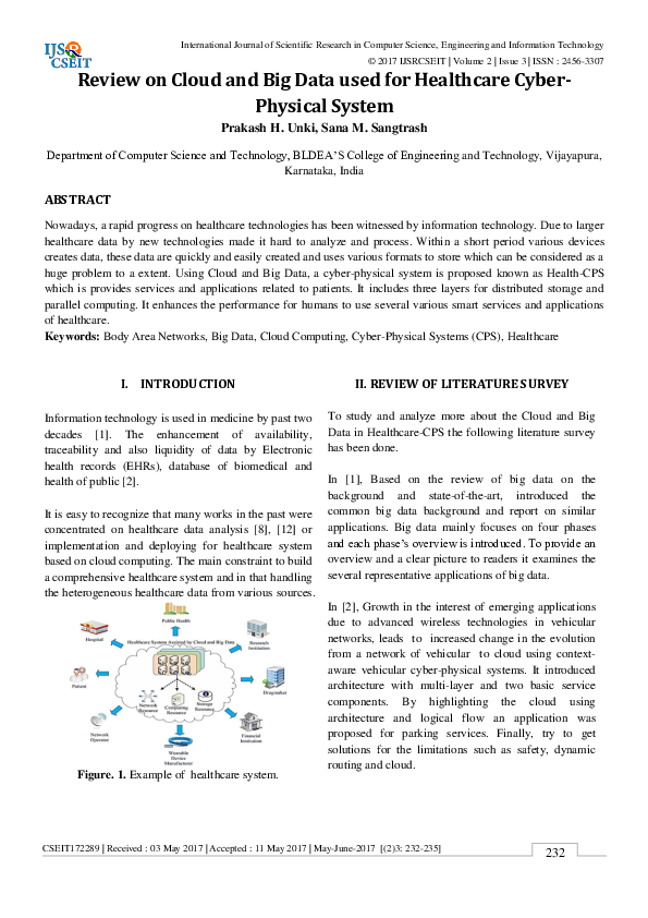 (PDF) Review on Cloud and Big Data used for Healthcare Cyber-Physical ...