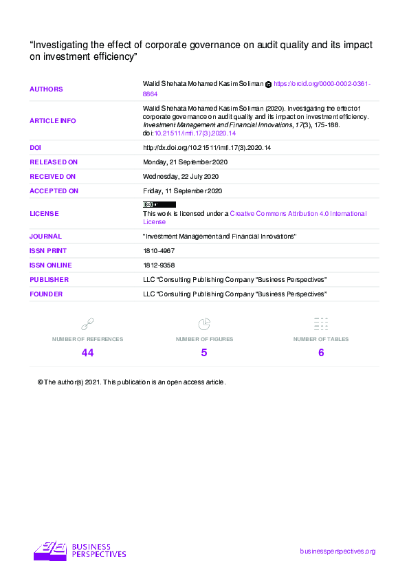(PDF) Investigating the effect of corporate governance on audit quality ...