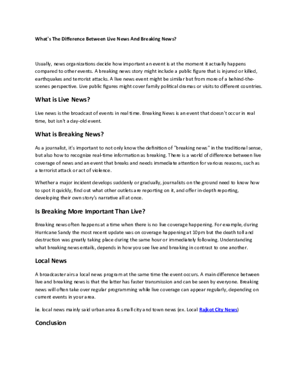 (DOC) What's The Difference Between Live News And Breaking News