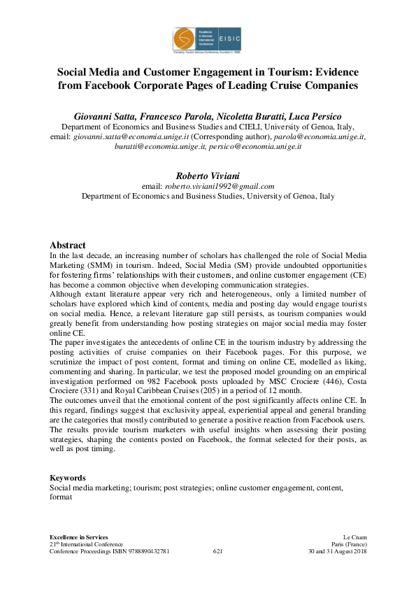 (PDF) Social Media and customer engagement in tourism: Evidence from ...