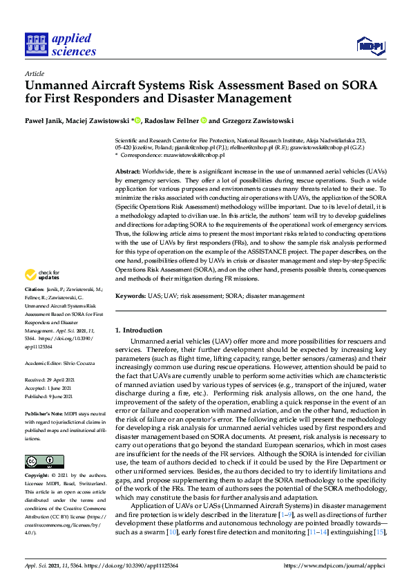 (PDF) Unmanned Aircraft Systems Risk Assessment Based on SORA for First ...