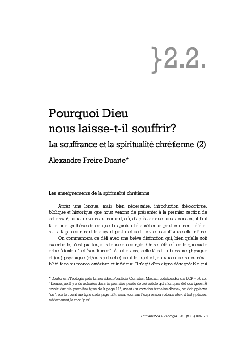 (PDF) Pourquoi Dieu nous laisse-t-il souffrir? La souffrance et la ...