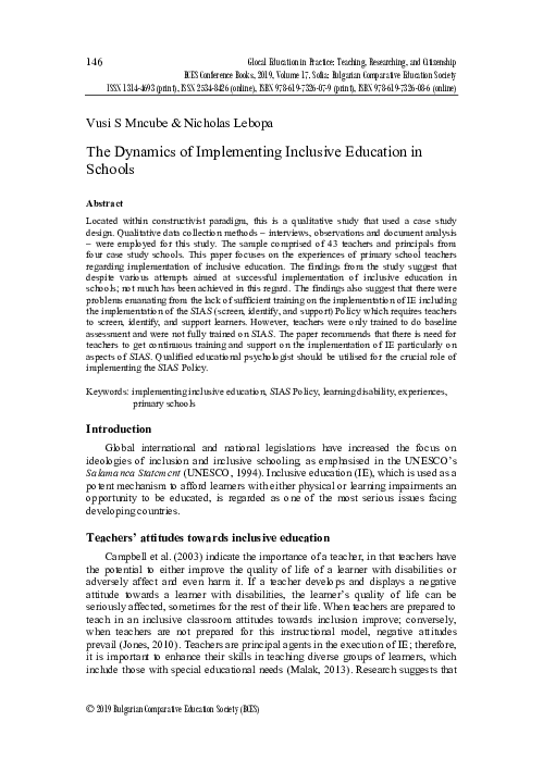 (PDF) The Dynamics of Implementing Inclusive Education in Schools