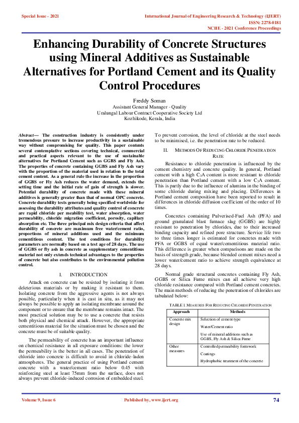 (PDF) Enhancing Durability of Concrete Structures using Mineral ...