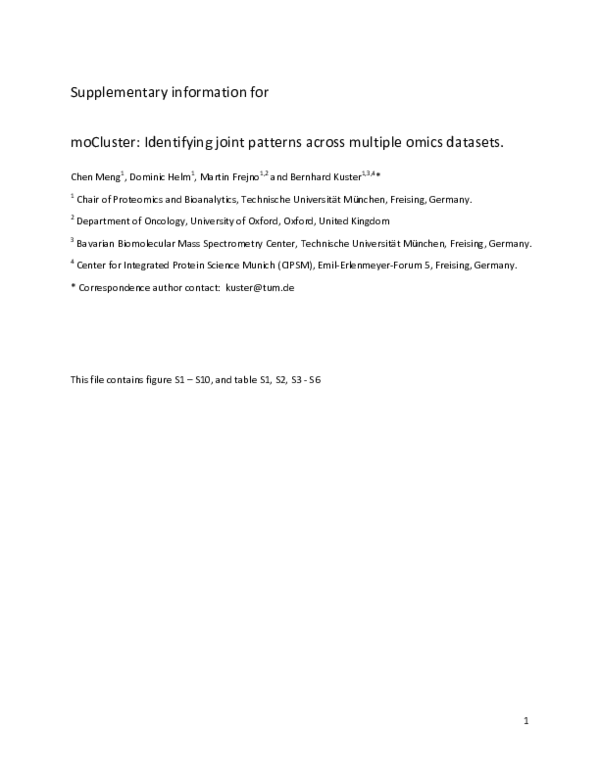 (PDF) moCluster: Identifying Joint Patterns Across Multiple Omics Data Sets