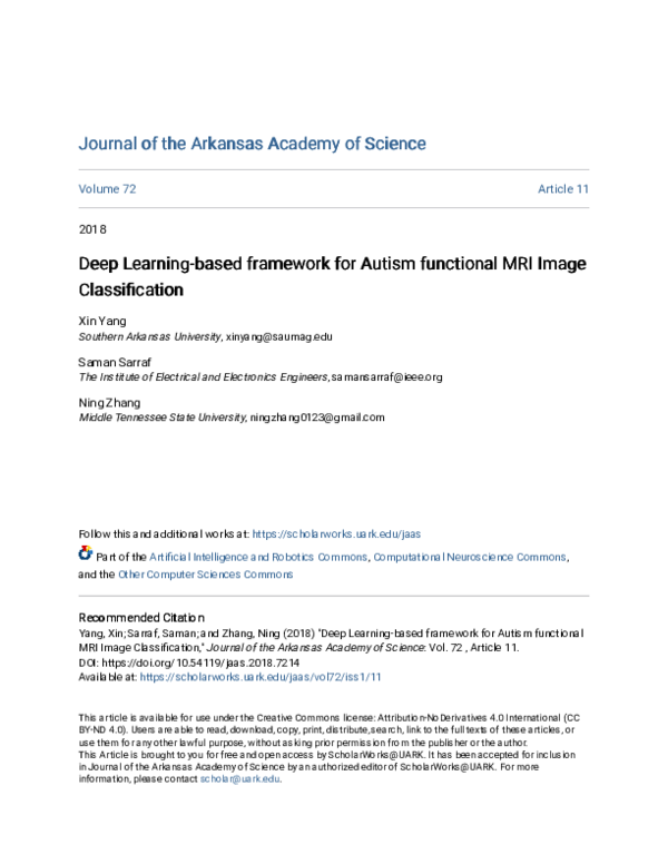 (PDF) Deep Learning-based framework for Autism functional MRI Image ...