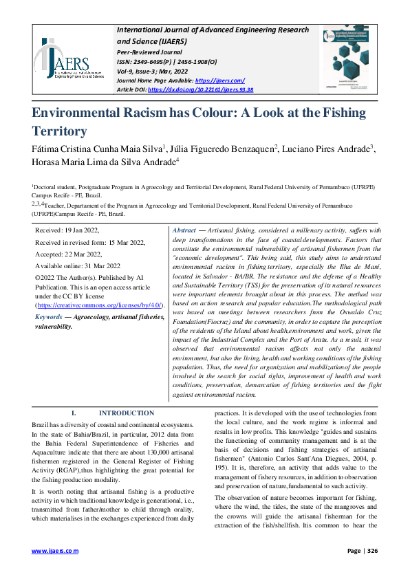(PDF) Environmental Racism has Colour: A Look at the Fishing Territory